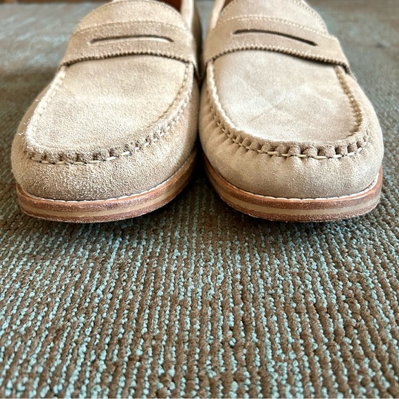 Allen Edmonds Bone Beige Suede Dylan Penny Loafers, size 12 E WIDE - Picture 3 of 13